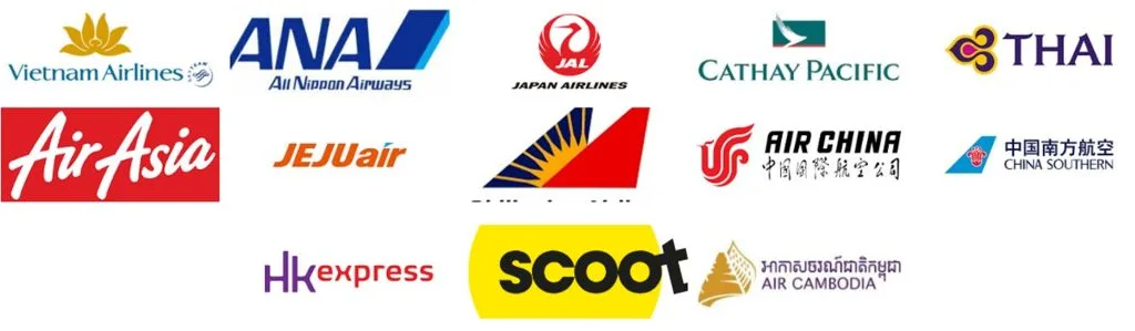 Danh sách hãng hàng không VJP FASTTRACK đã từng hỗ trợ